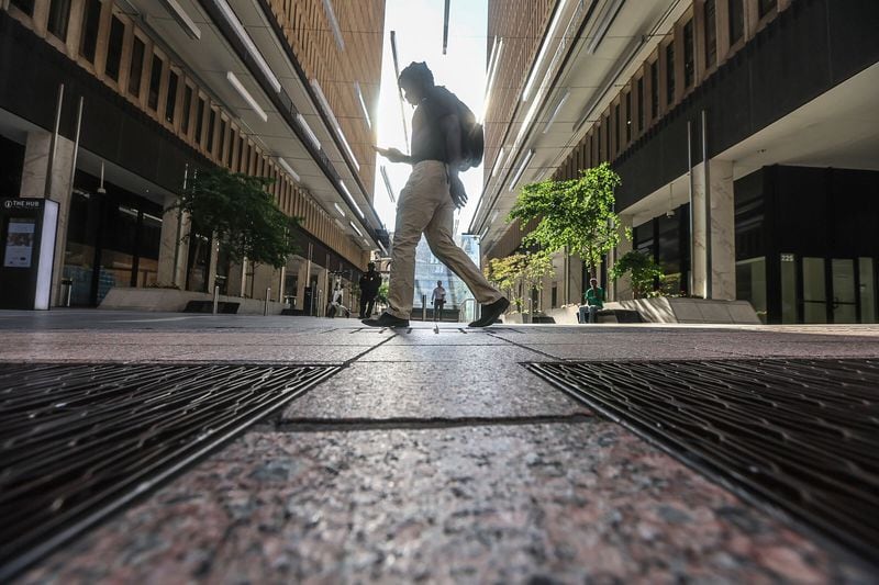 Peachtree Center is seen Wednesday morning after four people, including the suspect, were shot at its food court in downtown Atlanta Tuesday afternoon, police said. June 12, 2024.