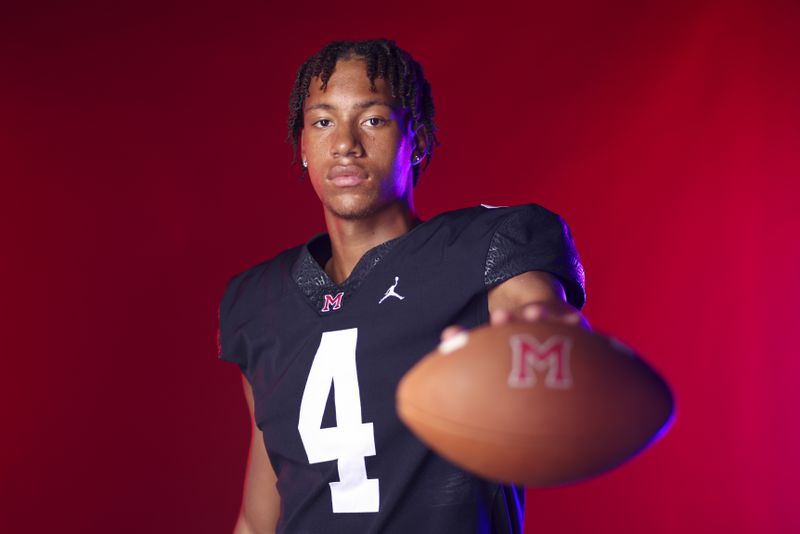 2024 AJC Super 11 Milton wide receiver CJ Wiley at Milton high school, Wednesday, July 31, 2024, in Milton, Ga. Wiley is a 4-star wide receiver in the class of 2025 and a Florida State verbal commitment. (Jason Getz / AJC)
