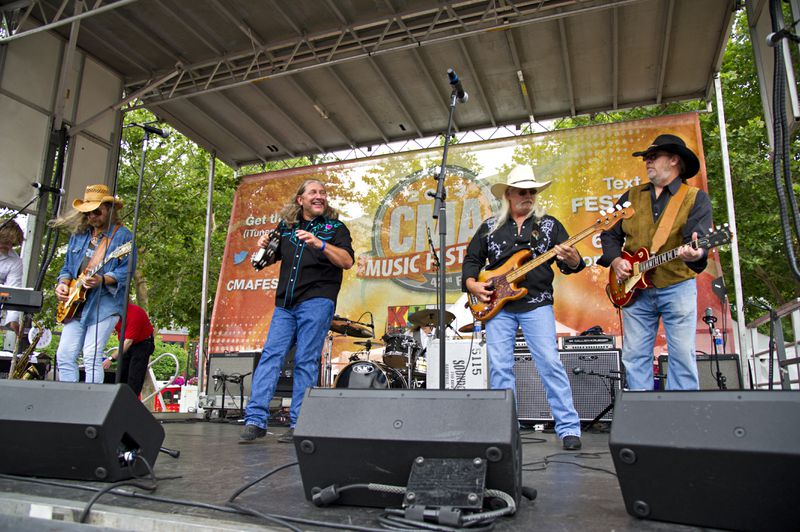 Stuart Swanlund, Doug Gray, Pat Elwood, and Rick Willis of The Marshall Tucker Band perform during day 1 of the 2013 CMA Music Festival on June 6, 2013, in Nashville, Tenn. (Photo by Amy Harris/Invision/AP)