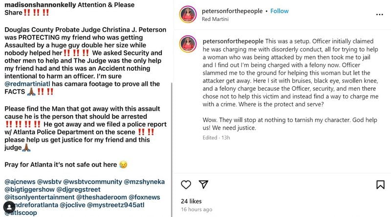 Christina Peterson publicly addressed her arrest on Instagram