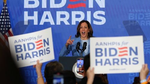 U.S. Vice President Kamala Harris' mother is from India and her father is a Black Jamaican. Asian Americans, who form one of the fastest-growing voting blocs in Georgia, say they're excited that Harris could top the Democratic ticket in this year's election, but they also want to see where she comes down on policy, such as her approach to the Israel-Hamas war. (Justin Sullivan/Getty Images/TNS)