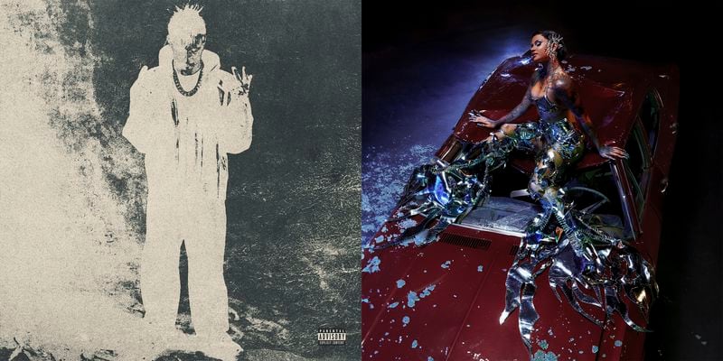 This combination of album cover images shows "Exodo" by Peso Pluma, left, and “Crash” by Kehlani. (Double P Records via AP, left, and Atlantic Records via AP)