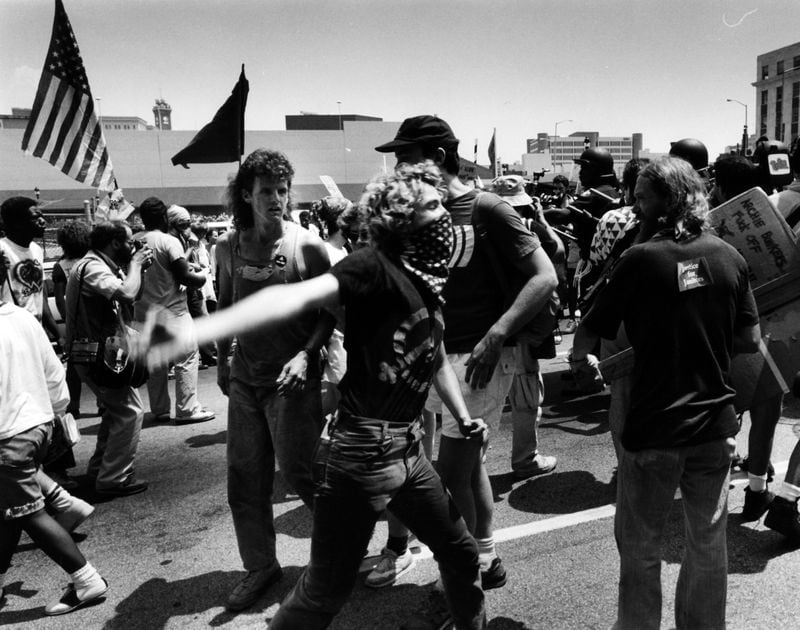 Justice for Janitors demonstrators at the Democratic National Convention on July 17, 1988.