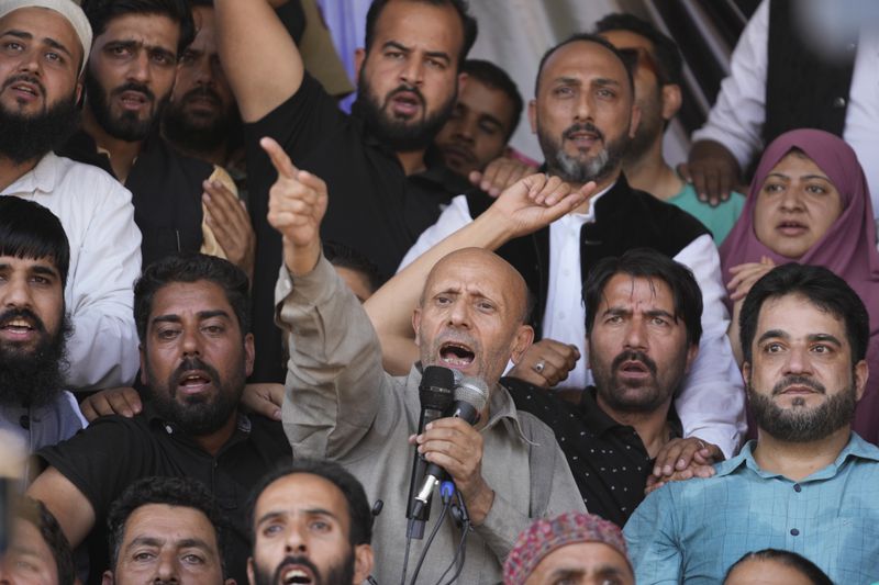 Awami Ittehad Party (AIP) leader Sheikh Abdul Rashid, also known as Engineer Rashid, speaks during a public rally at Baramulla, some 55 kilometers (34 miles) north of Srinagar, Indian controlled Kashmir, Sept. 12, 2024. (AP Photo/Mukhtar Khan, File)