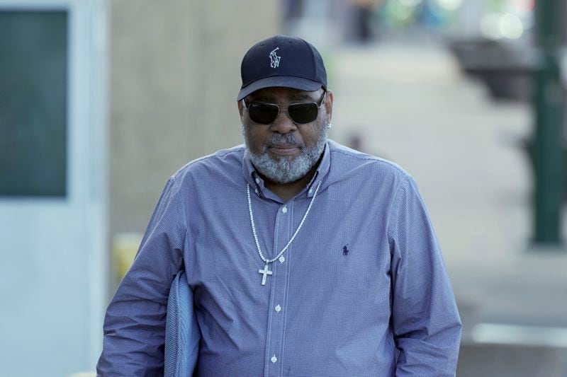 Tyre Nichols stepfather Rodney Wells arrives at the federal courthouse for the day's proceedings, Tuesday, Oct. 1, 2024, in Memphis, Tenn. (AP Photo/Karen Pulfer Focht)