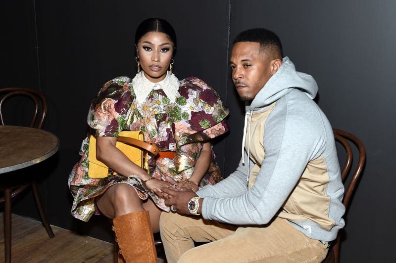 Nicki Minaj and Kenneth Petty attend the Marc Jacobs Fall 2020 runway show during New York Fashion Week on Feb. 12, 2020, in New York City. 