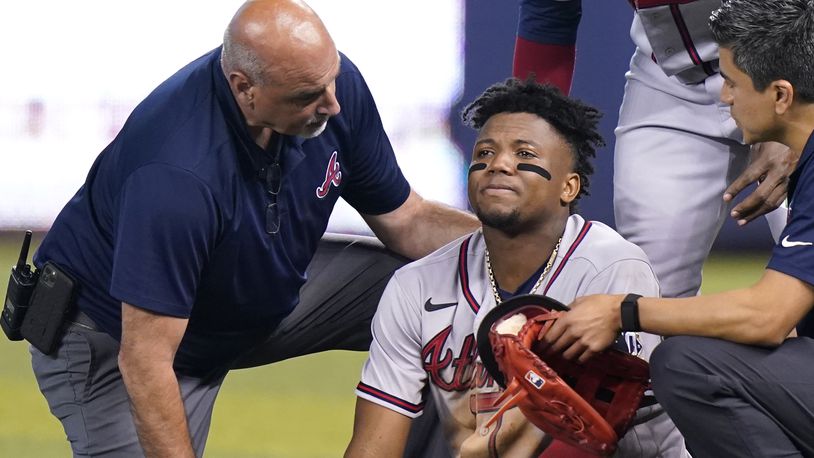 Braves sweep Marlins after Ronald Acuna Jr. leaves with knee injury