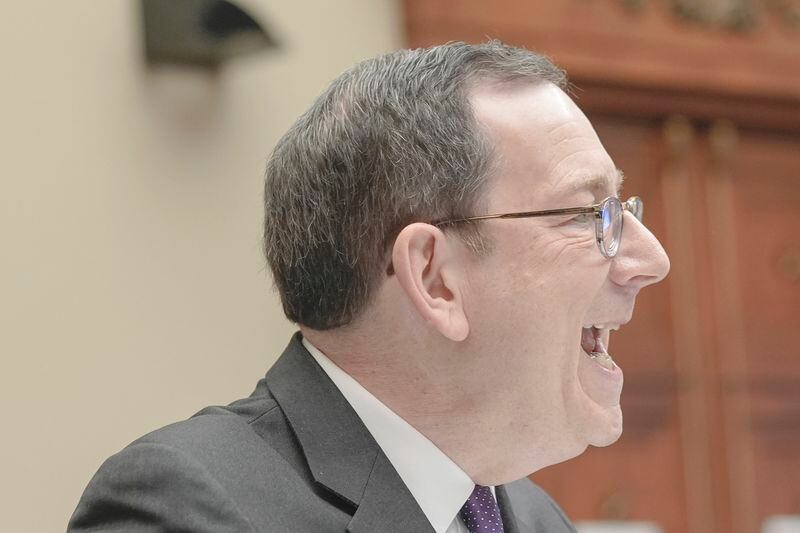 Northwestern University President Michael Schill testifies during a hearing of the House Committee on Education and the Workforce regarding pro-Palestinian protests on college campuses on Capitol Hill, Thursday, May 23, 2024, in Washington. (AP Photo/Mariam Zuhaib)
