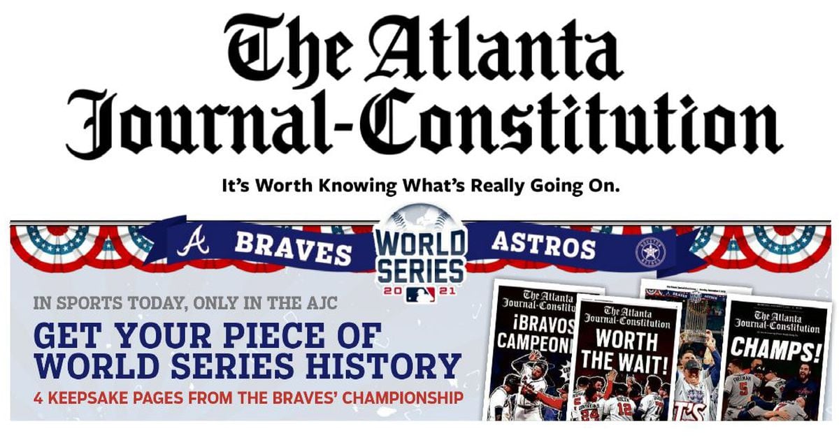 Atlanta Journal Constitution 2021 World Series CHAMPS Braves Baseball  Original 14x26 Framed Newspaper Get The AUTHENTIC Version!