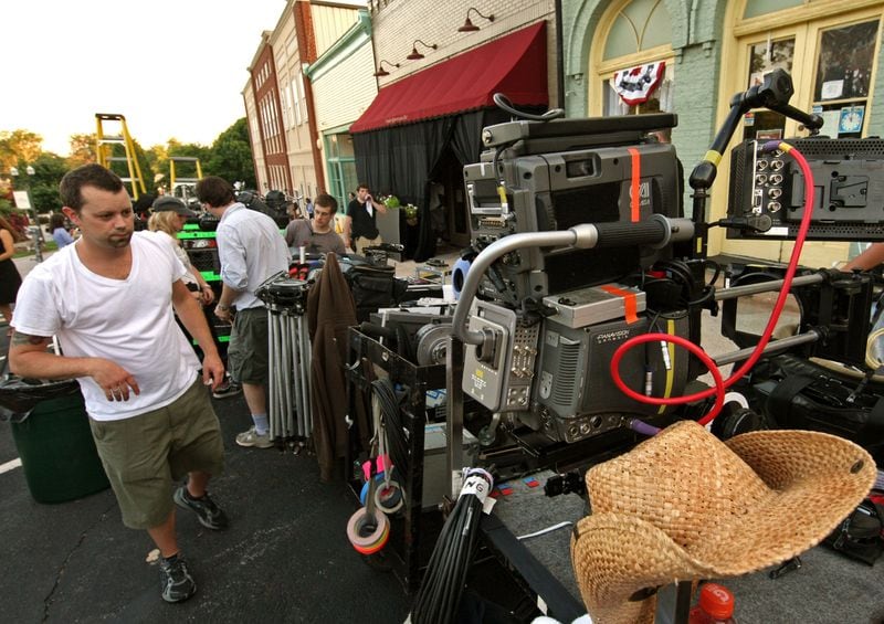 Camera assistant Grady Upchurch of Marietta worked on “Drop Dead Diva,” a Lifetime television series shot in downtown Senoia in 2010.  Jason Getz jgetz@ajc.com