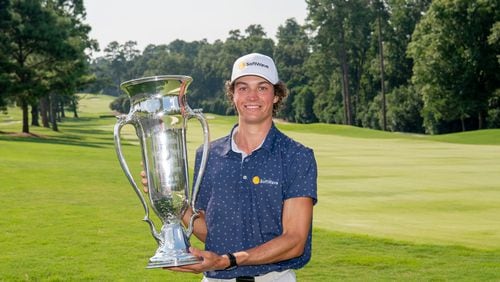 Jake Peacock of Milton won his second consecutive Georgia Amateur Championship with a long birdie putt on the final hole at Augusta Country Club, July 14, 2024.