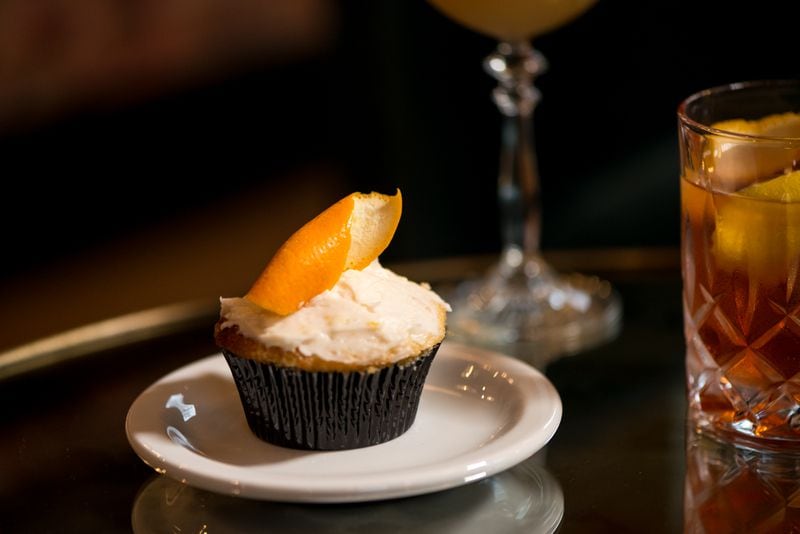 Parlor Old Fashioned Drunken Cupcake with old fashioned liquor.