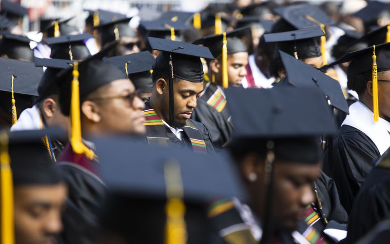 Morehouse College students are pictured at the commencement ceremony in Atlanta on May 21, 2023.