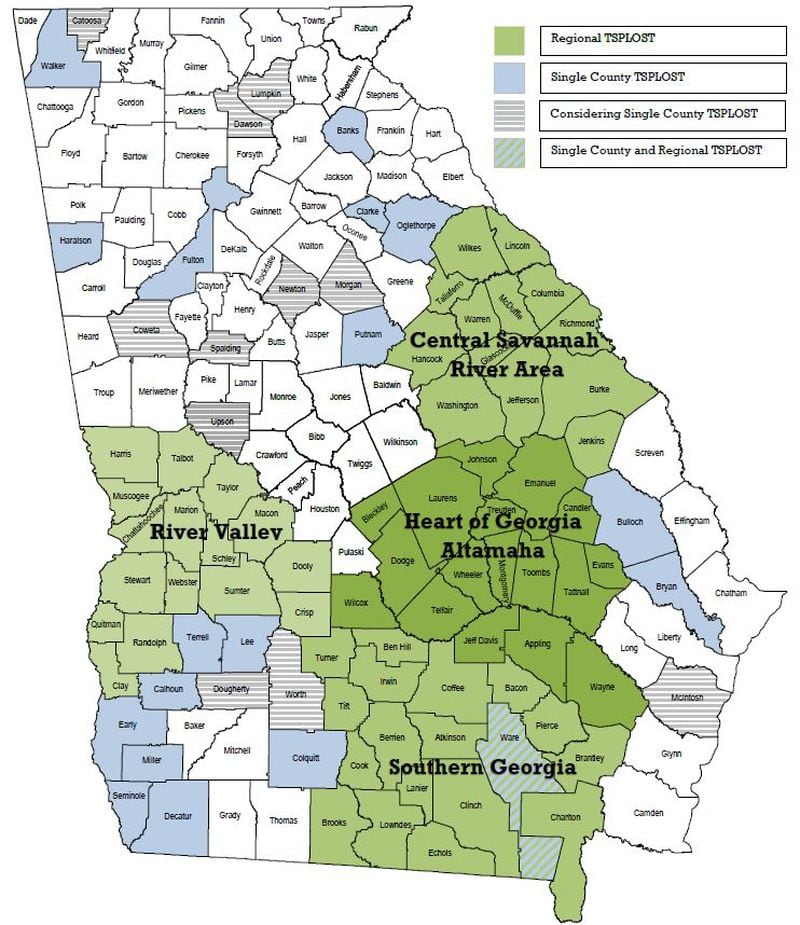 Georgia Land Lot Map Half Of Georgia Counties Now Pay Transportation Sales Taxes