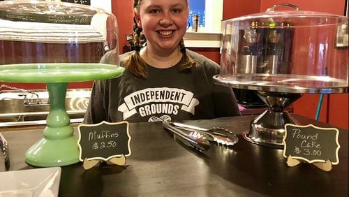 Emma Heid works at the Independent Grounds Coffee shop in Kennesaw, Ga.