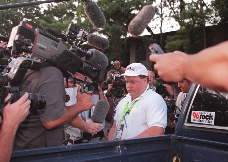 Richard Jewell, the Centennial Olympic Park security guard who saved lives during the 1996 park bombing but was treated as a suspect, endured harsh media scrutiny before he was cleared as a suspect. The real bomber, Eric Rudolph, was not apprehended until 2003. COX STAFF PHOTO / GREG LOVETT