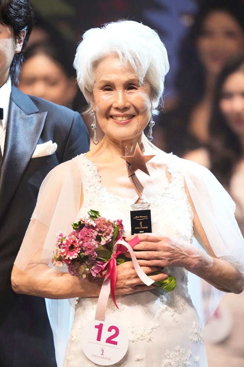 South Korean Choi Soon-hwa, 81-year-old, poses after winning the best dress award for the 2024 Miss Universe Korea in Seoul, South Korea, Monday, Sept. 30, 2024. (AP Photo/Lee Jin-man)