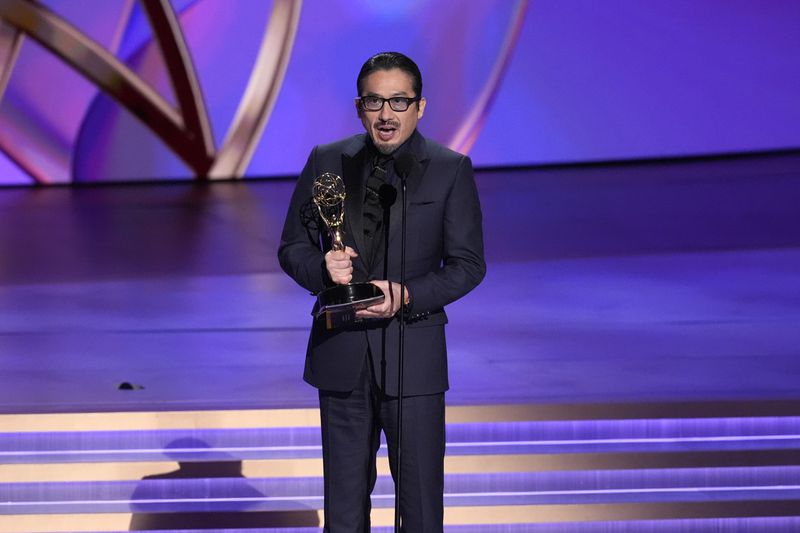 Hiroyuki Sanada accepts the award for outstanding lead actor in a drama series for "Shogun" during the 76th Primetime Emmy Awards on Sunday, Sept. 15, 2024, at the Peacock Theater in Los Angeles. (AP Photo/Chris Pizzello)