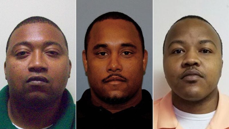 Christopher Lewis, left; Frank Lewis, center; and Contavious Mahome, right, were fired by the Georgia Department of Juvenile Justice for excessive use of force. 