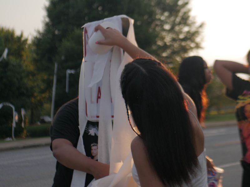 Marietta High School seniors took part in the annual toilet paper rolling the night before the start of the 2019-2020 school year. Credit: Cristain Turpin, Marietta City Schools