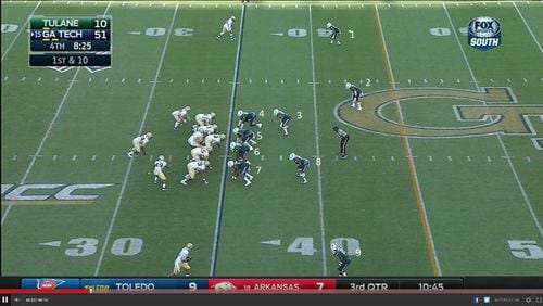 Georgia Tech's power-play offense against Tulane Saturday. (ESPN)