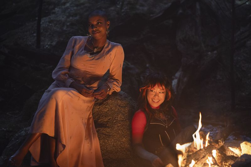 This image released by Disney+ shows Sasheer Zamata, left, and Ali Ahn in Marvel Television's "Agatha All Along." (Chuck Zlotnick/Marvel-Disney+ via AP)