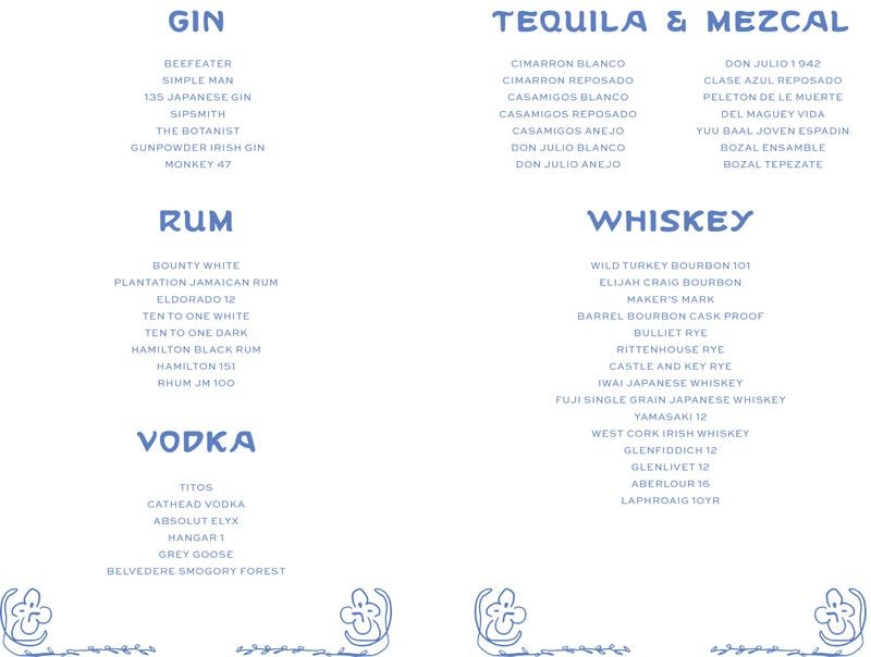 Atrium drink list