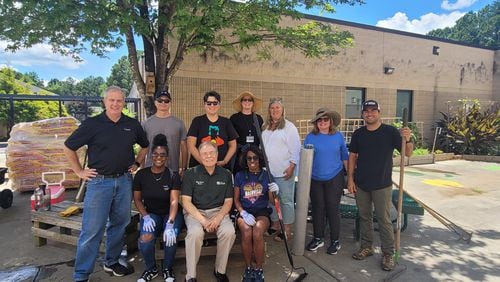 On Tuesday, July 11, 2023, team members from Dematic and the Captain Planet Foundation, along with Peachtree Corners city leaders and school leaders from Peachtree Elementary School began installation of their donated Project Learning Garden. (Courtesy City of Peachtree Corners)