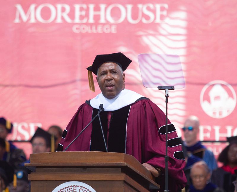 Even those who aren’t so rich can follow the example of billionaire Robert F. Smith, shown at the May 19 Morehouse College graduation, and donate money to help college students. STEVE SCHAEFER / SPECIAL TO THE AJC