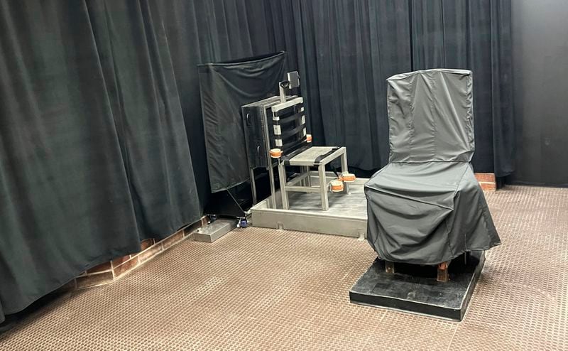 FILE - This undated photo provided by the South Carolina Department of Corrections shows the state's death chamber in Columbia, S.C., including the electric chair, right, and a firing squad chair, left. (South Carolina Department of Corrections via AP, File)