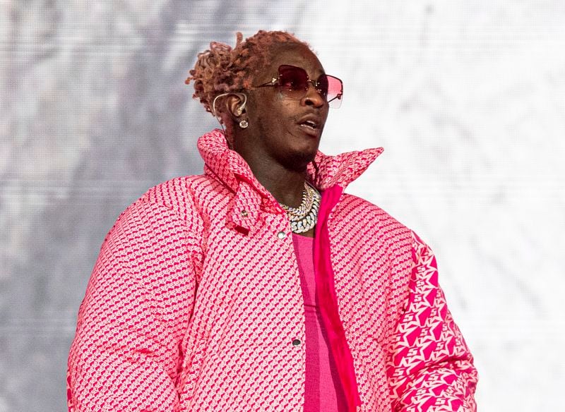 FILE - Young Thug performs at the Lollapalooza Music Festival in Chicago on Aug. 1, 2021.  The rapper says that an apartment concierge let an unknown person take his Louis Vuitton bag holding jewelry, money and about 200 unreleased songs. (Photo by Amy Harris/Invision/AP, File)