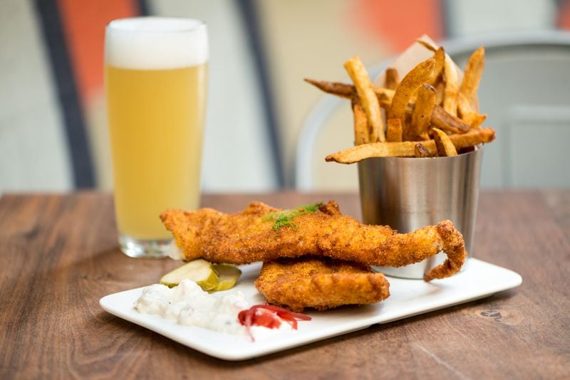 Sceptre Brewing Arts Southern Style Fish N' Chips and a Snake Nation on draft.
