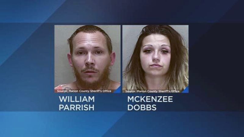Police said William Parrish Jr., left, and McKenzee Dobbs were selling drugs out of a mobile home in Ocala, Florida, that had a drive-thru window.