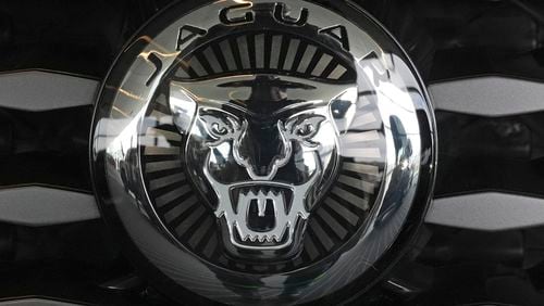 FILE - This is the Jaguar logo on a Jaguar automobile on display at the Pittsburgh International Auto Show in Pittsburgh, Feb. 15, 2024. (AP Photo/Gene J. Puskar, File)