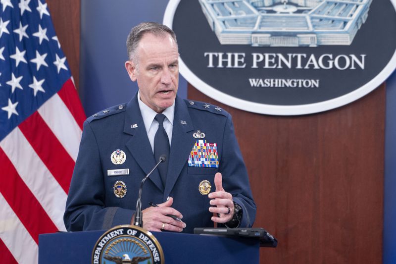 Pentagon spokesman Air Force Brig. Gen. Pat Ryder speaks during a press briefing at the Pentagon on Tuesday, Sept. 17, 2024 in Washington. (AP Photo/Kevin Wolf)