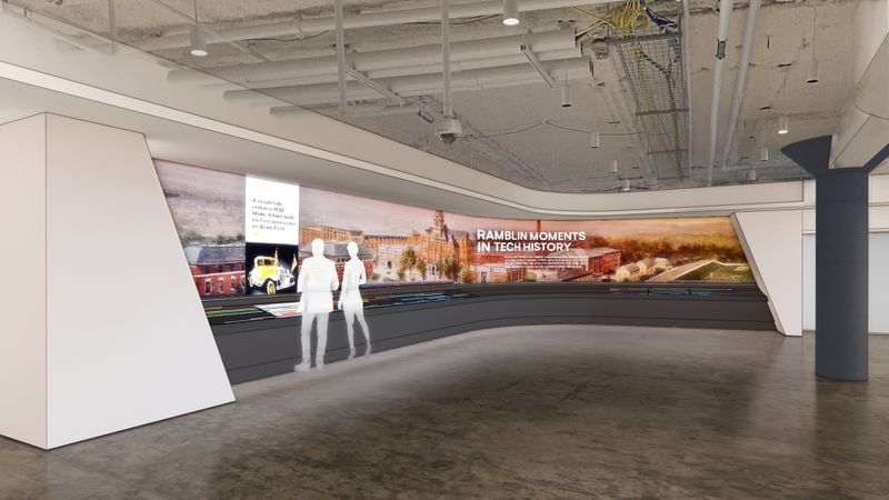 The Interactive Media Zone, featuring a 40-foot curved screen, is the latest high-tech addition coming to a Georgia Tech library. (Courtesy of Georgia Tech)