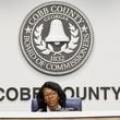 Cobb County Commission Chairwoman Lisa Cupid speaks at a board meeting on Tuesday, June 11, 2024. (Miguel Martinez / AJC)