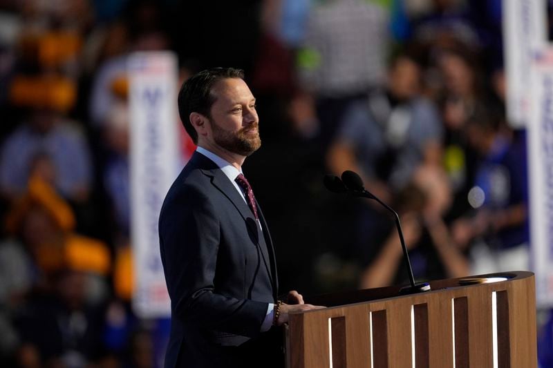 Jason Carter, grandson of former President Jimmy Carter, speaks during the Democratic National Convention Tuesday, Aug. 20, 2024, in Chicago. (AP Photo/Paul Sancya)