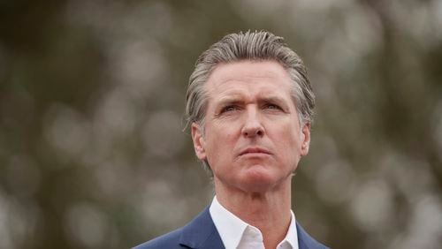 FILE - California Gov. Gavin Newsom speaks during a press conference in Los Angeles, Wednesday, Sept. 25, 2024. Newsom vetoed a landmark bill aimed at establishing first-in-the-nation safety measures for large artificial intelligence models Sunday, Sept. 29. (AP Photo/Eric Thayer, File)