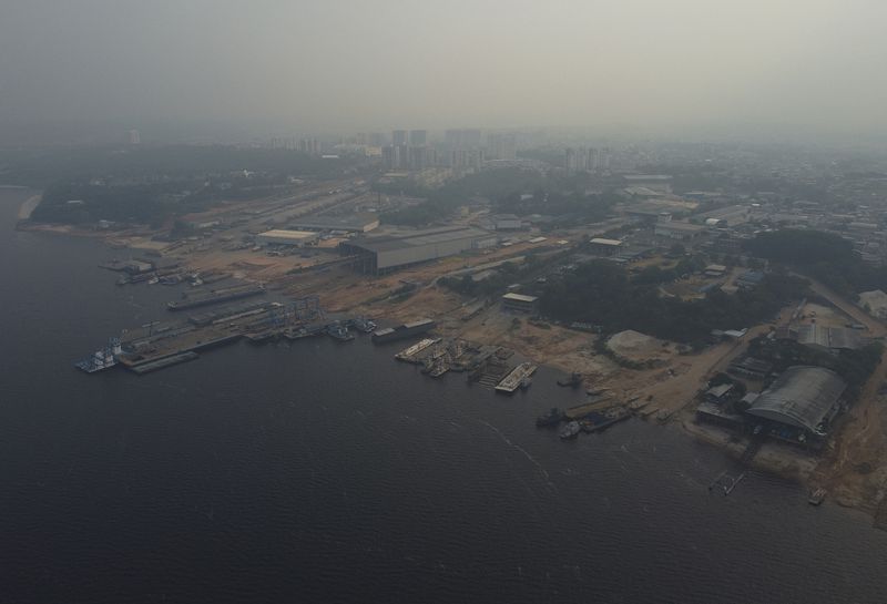 Smoke from wildfires fills the air in Manaus, Amazonas state, Brazil, Tuesday, Aug. 27, 2024. (AP Photo/Edmar Barros)