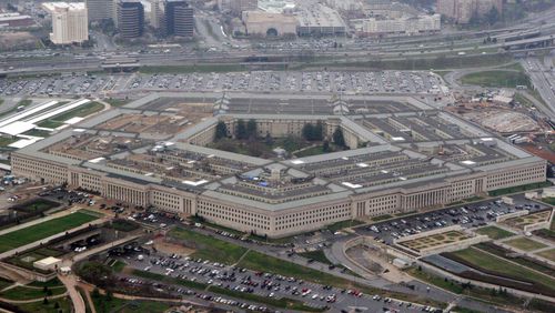 FILE - The Pentagon is seen in this aerial view, March 27, 2008, in Washington. The U.S. is expected to announce Tuesday, June 25, 2024, it is sending an additional $150 million in critically needed munitions to Ukraine. This is according to two U.S. officials who spoke to The Associated Press on the condition of anonymity to provide details that have not yet been made public. (AP Photo/Charles Dharapak, File)