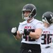 Atlanta Falcons linebacker JD Bertrand (40) during minicamp at the Atlanta Falcons Training Camp, Tuesday, May 14, 2024, in Flowery Branch, Ga. (Jason Getz / AJC)
