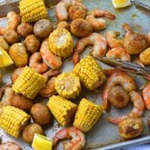 Easy and delicious Sheet-Pan Shrimp Boil delivers summer flavors in less than 30 minutes.
(Chris Hunt for The Atlanta Journal-Constitution.)