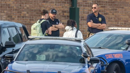 There was an increased police presence at Apalachee High School as students returned to class on the first time since the Sept. 4 shooting. (John Spink/AJC)