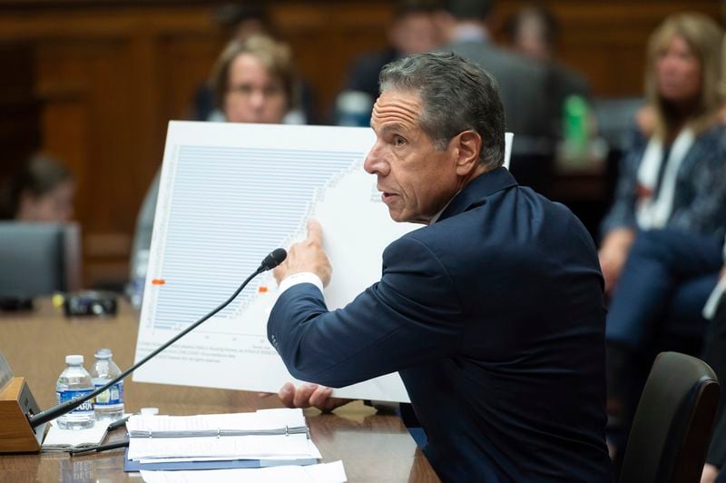 Former New York Gov. Andrew Cuomo testifies before the House Oversight Select Subcommittee's hearing on the Coronavirus Pandemic, on Capitol Hill in Washington, Tuesday, Sept. 10, 2024. (AP Photo/Cliff Owen)