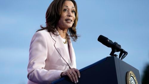 Vice President Kamala Harris speaks during a Juneteenth concert on the South Lawn of the White House in Washington, Monday, June 10, 2024. (AP Photo/Susan Walsh)
