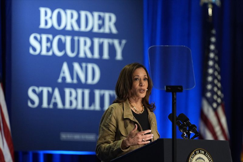 Democratic presidential nominee Vice President Kamala Harris speaks at Cochise College Douglas Campus in Douglas, Ariz., Friday, Sept. 27, 2024. (AP Photo/Carolyn Kaster)