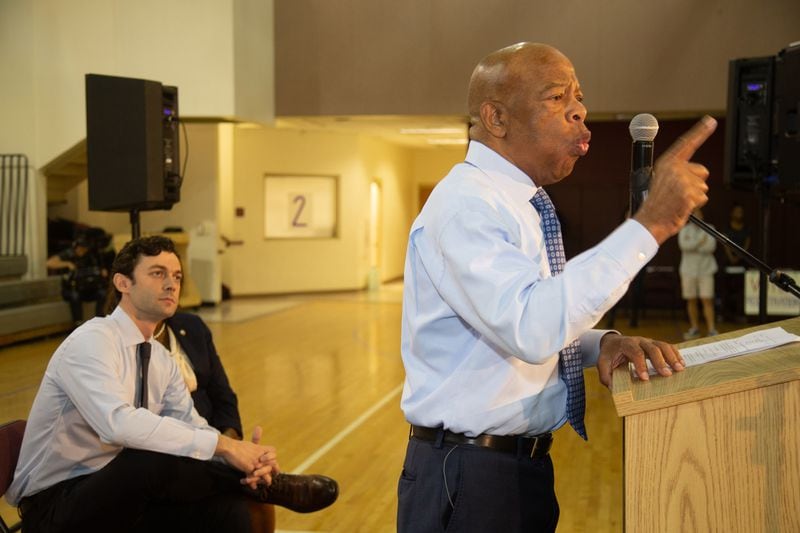 In 2019, U.S. Rep. John Lewis stomped for Senate candidate Jon Ossoff during a voter registration rally at the MLK Recreation Center in Atlanta. (Photo: STEVE SCHAEFER / SPECIAL TO THE AJC)