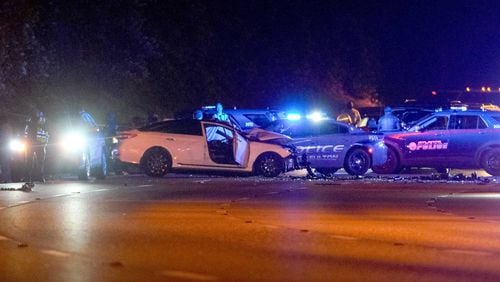 Two people were killed in a wrong-way crash early Sunday on I-20 in Atlanta. (Ben Hendren for the Atlanta Journal-Constitution)