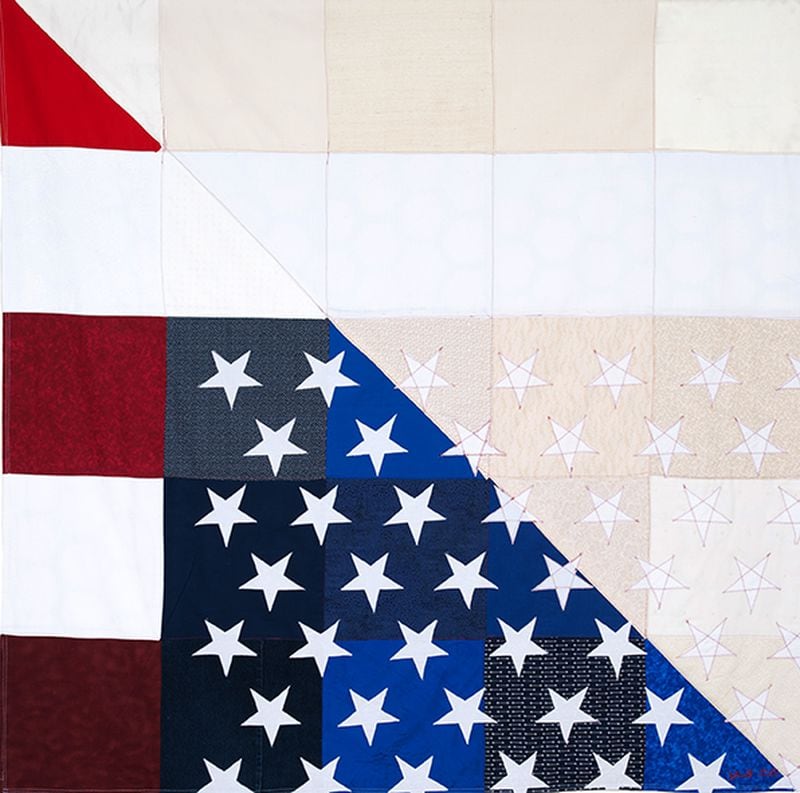 "Trump's America" is one of the searing images in the racial justice quilts of Atlanta textile artist Dawn Williams Boyd. Boyd's show "Cloth Paintings," is now on view virtually at the Fort Gansevoort Gallery in New York City. Boyd believes its the role of the artist to comment on and reflect the times in which they live.